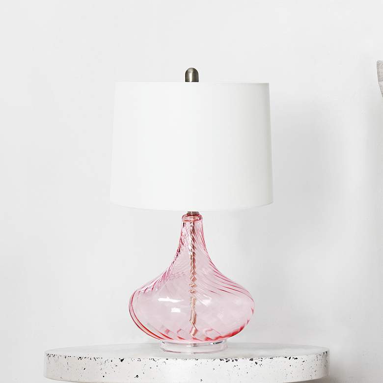 Image 2 Lalia Home Wavy Light Pink Glass Table Lamp