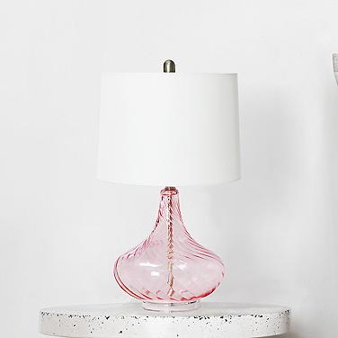 Lalia Home Wavy Light Pink Glass Table Lamp