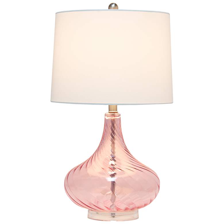 Image 6 Lalia Home Wavy Light Pink Glass Table Lamp more views