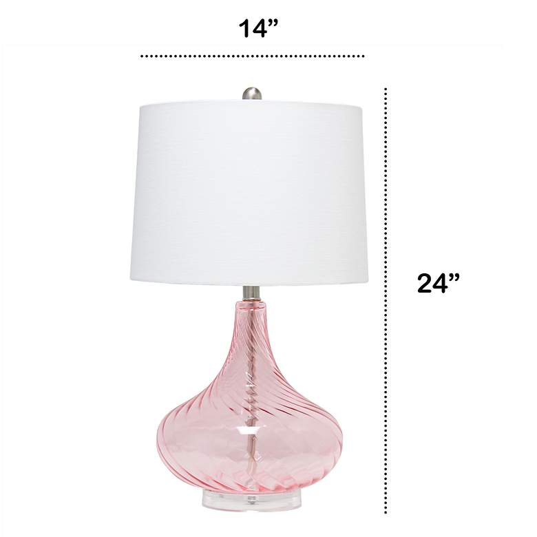 Image 7 Lalia Home Wavy Light Pink Glass Table Lamp more views