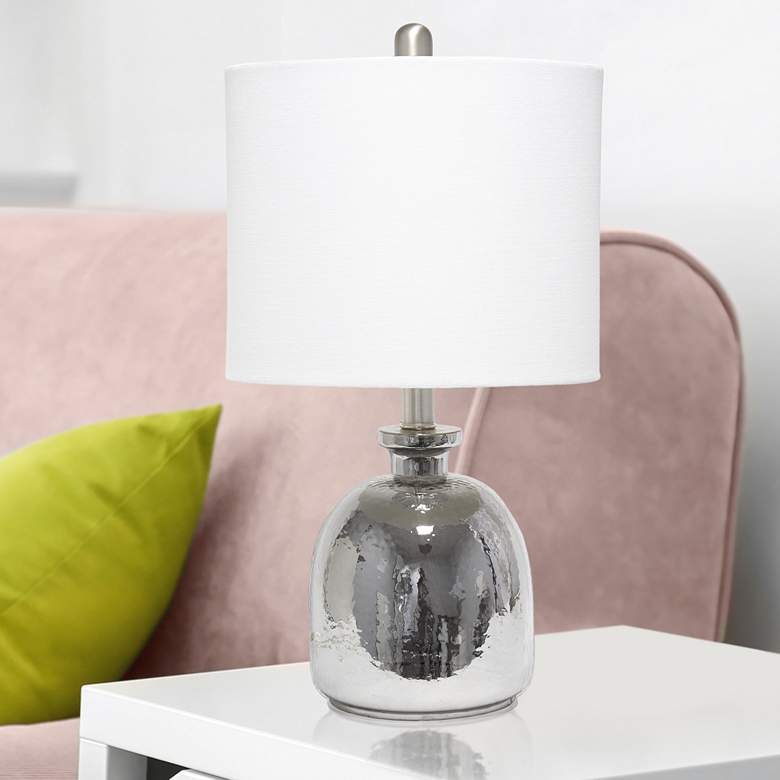 Image 1 Lalia Home White and Metallic Gray Modern Jar Accent Table Lamp