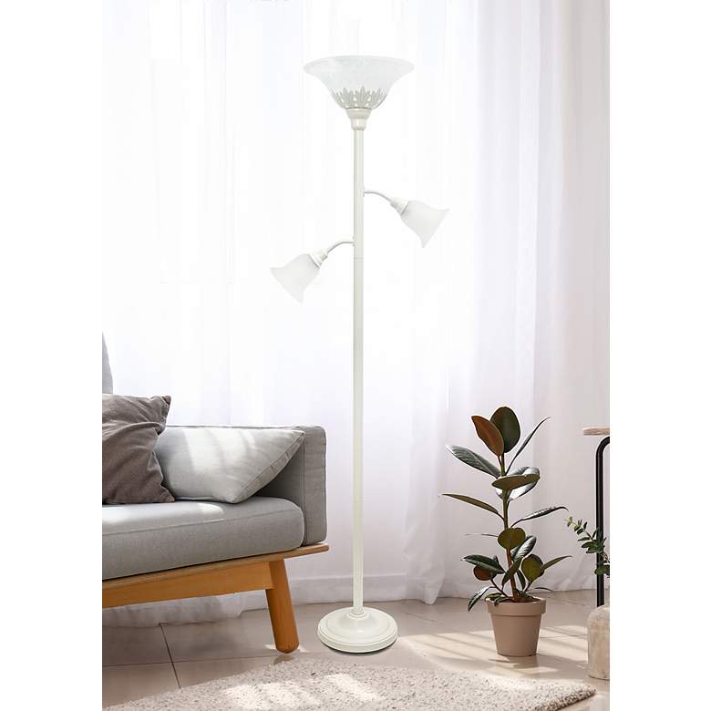 Image 1 Lalia Home White Metal 3-Light Torchiere Floor Lamp