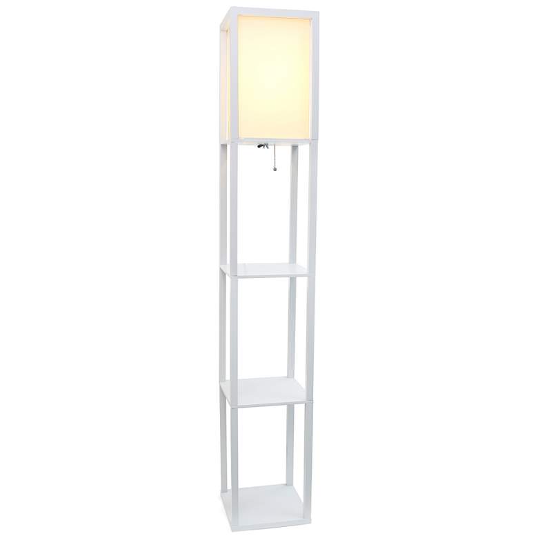 Image 3 Lalia Home White Wood 3-Shelf Etagere Column Floor Lamp more views