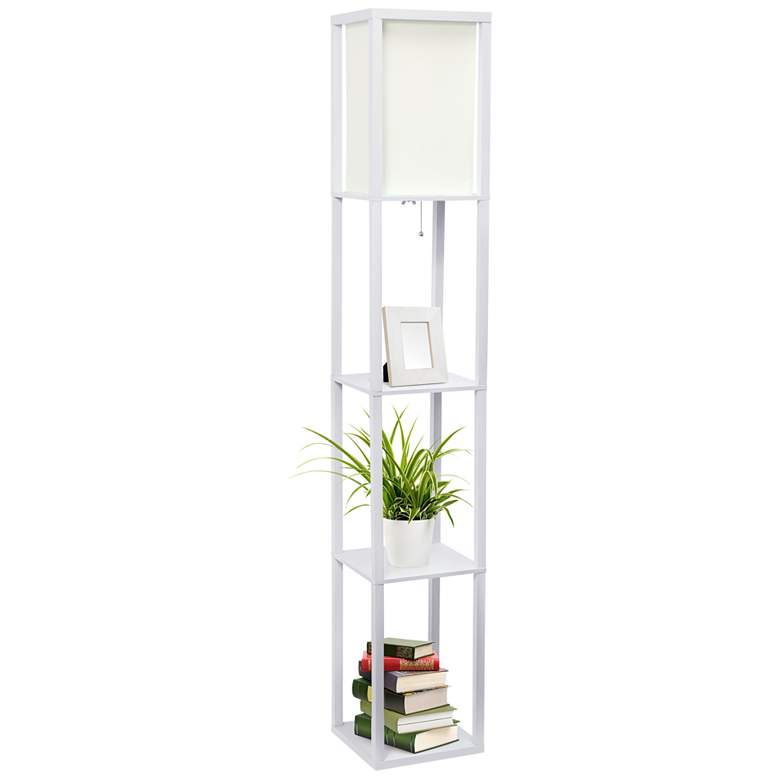 Image 4 Lalia Home White Wood 3-Shelf Etagere Column Floor Lamp more views