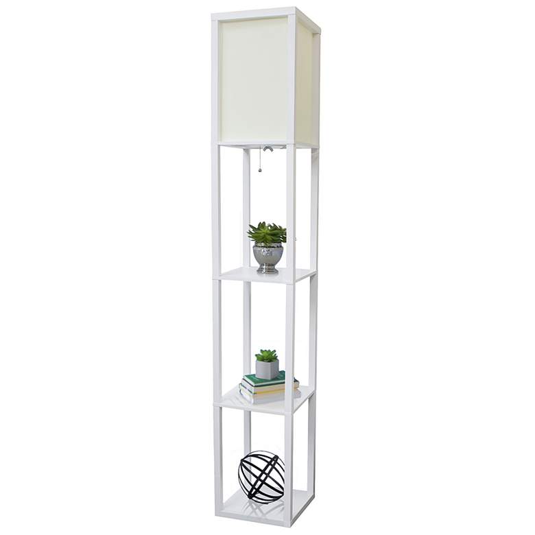 Image 5 Lalia Home White Wood 3-Shelf Etagere Column Floor Lamp more views