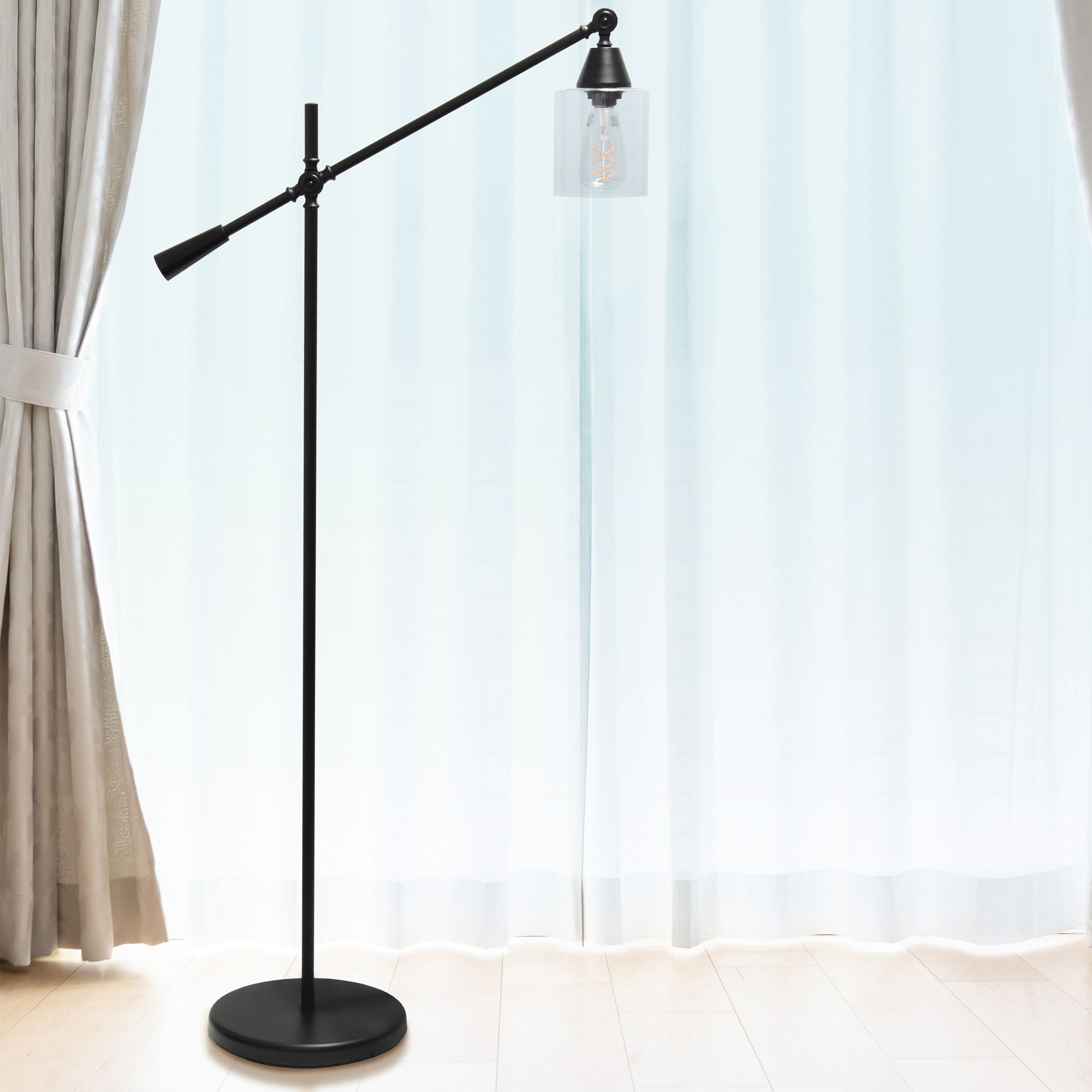 black floor lamp adjustable