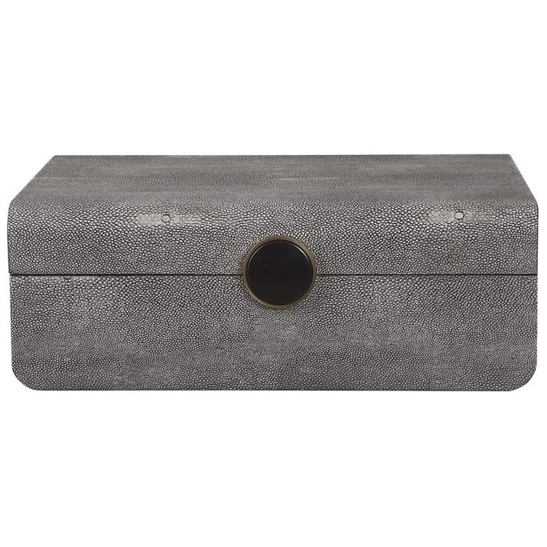 Image 5 Lalique 13 inch Wide Faux Smoke Gray Shagreen Decorative Box more views