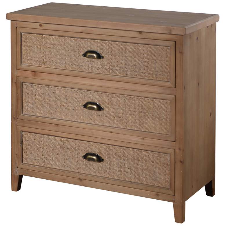 Image 1 Lalita - Three Drawer Wood Accent Chest with Woven Cane Drawer Fronts