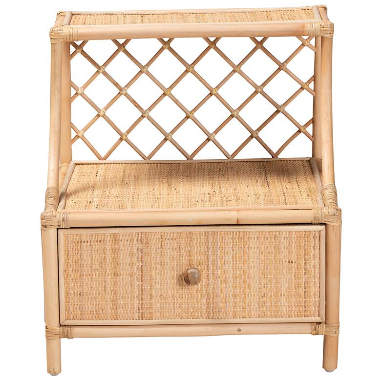 Image 7 Lalo 21 1/2" Wide Natural Brown Rattan 1-Drawer Nightstand more views