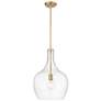 1_Lamara 15" Wide Vintage Brass and Clear Glass Pendant Light