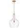 Lamara 15" Wide Vintage Brass and Clear Glass Pendant Light