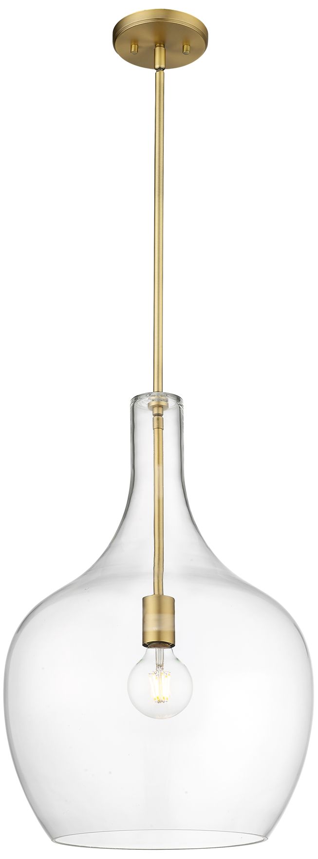 Image 2 Lamara 15" Wide Vintage Brass and Clear Glass Pendant Light more views