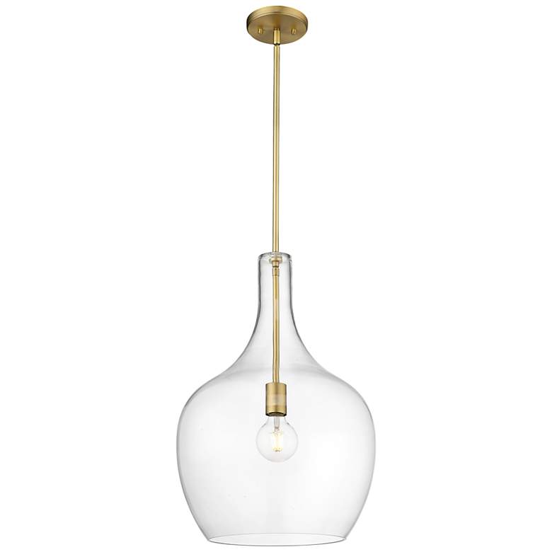 Image 2 Lamara 15" Wide Vintage Brass and Clear Glass Pendant Light more views