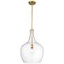 2_Lamara 15" Wide Vintage Brass and Clear Glass Pendant Light more views