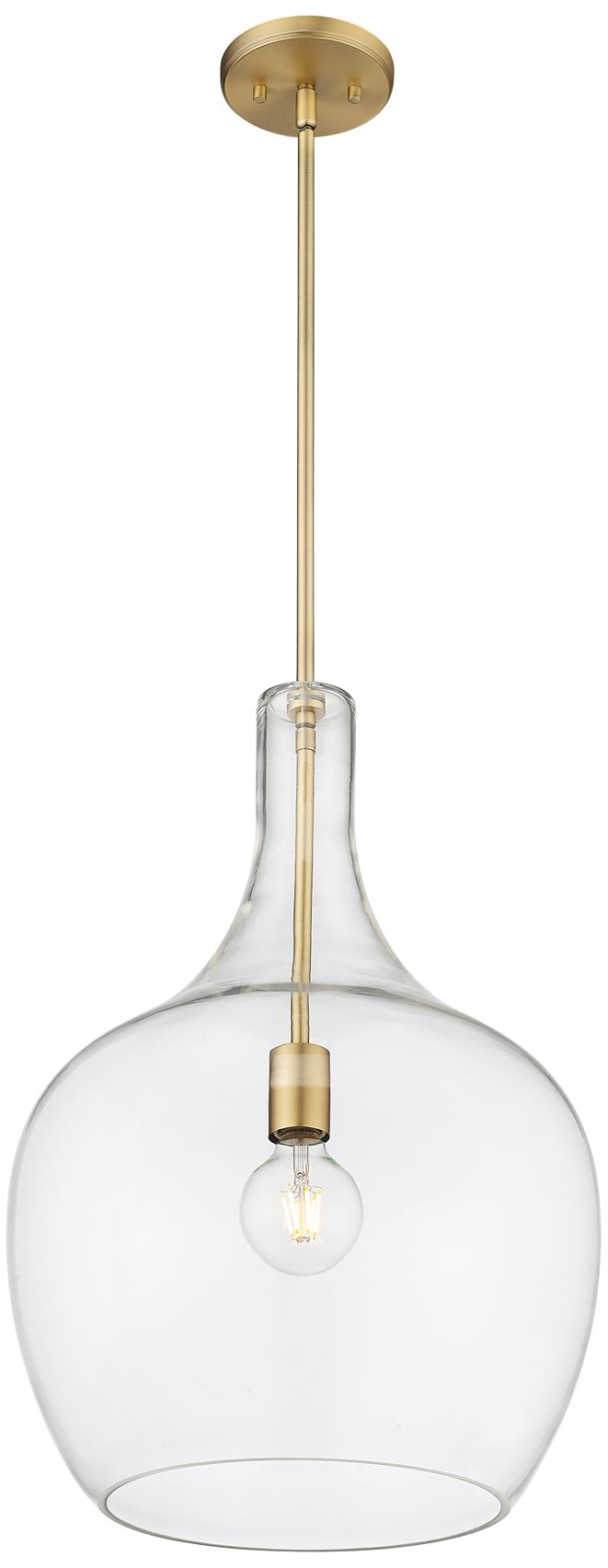 Image 3 Lamara 15" Wide Vintage Brass and Clear Glass Pendant Light more views