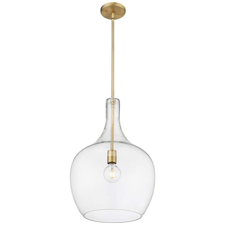 Image 3 Lamara 15" Wide Vintage Brass and Clear Glass Pendant Light more views