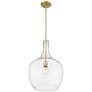 3_Lamara 15" Wide Vintage Brass and Clear Glass Pendant Light more views