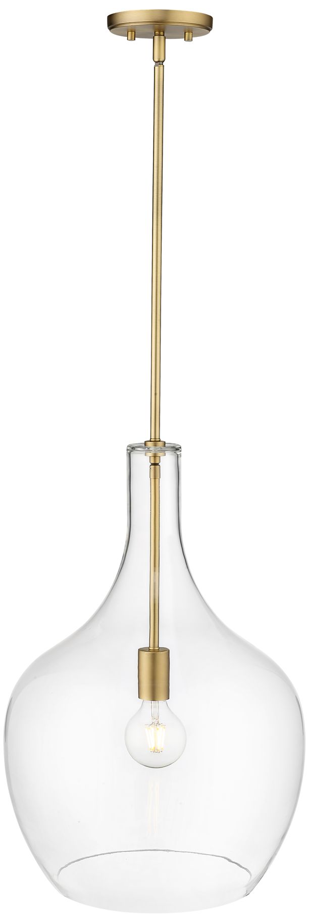 Image 4 Lamara 15" Wide Vintage Brass and Clear Glass Pendant Light more views