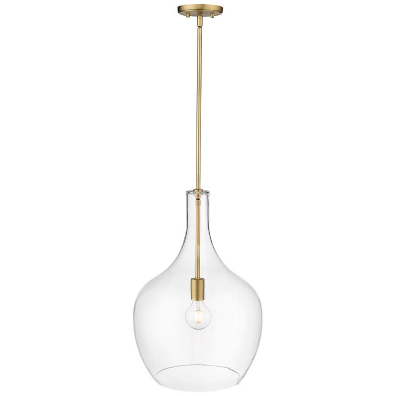 Image 4 Lamara 15" Wide Vintage Brass and Clear Glass Pendant Light more views