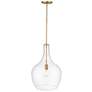 4_Lamara 15" Wide Vintage Brass and Clear Glass Pendant Light more views
