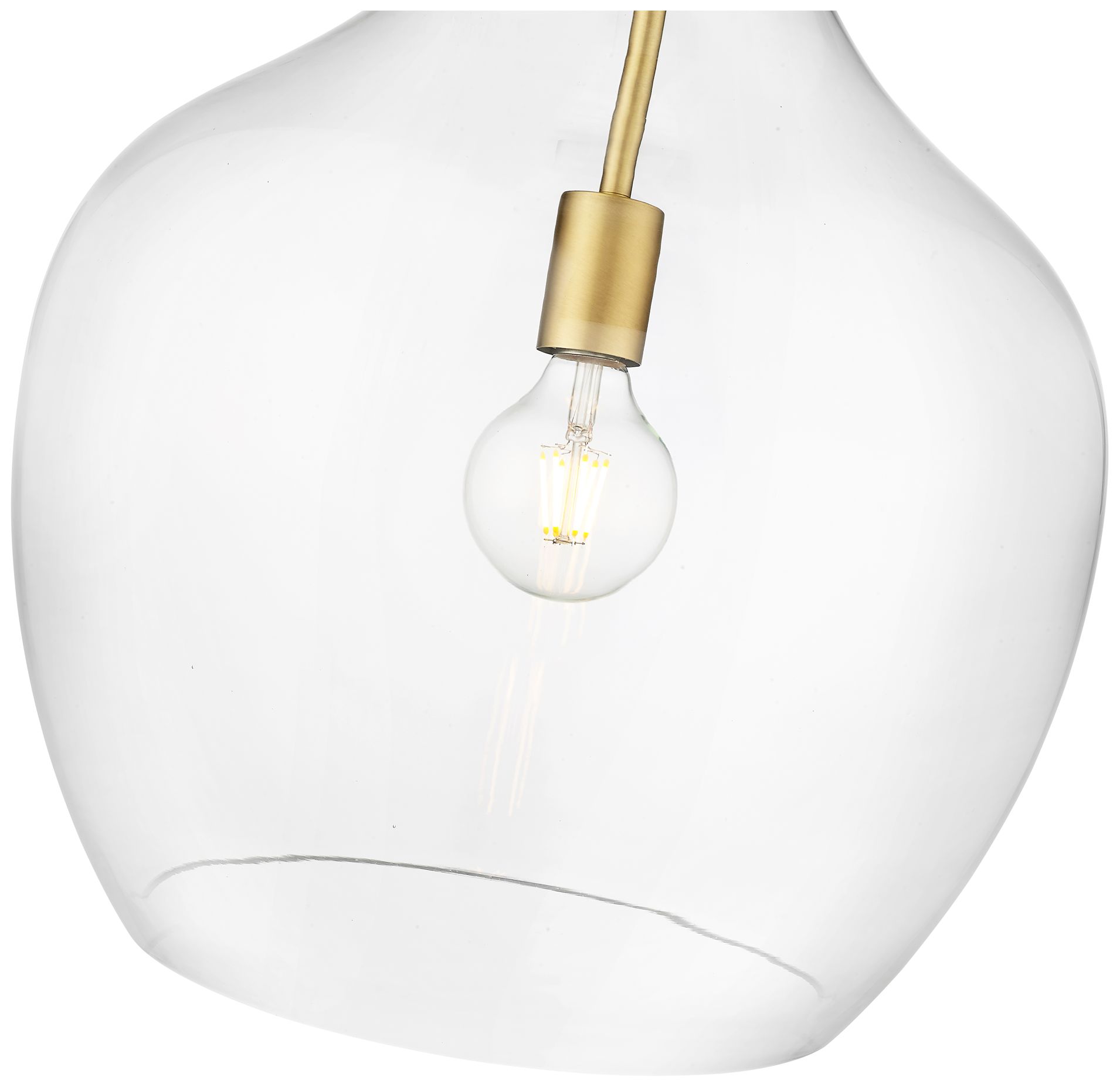 Image 5 Lamara 15" Wide Vintage Brass and Clear Glass Pendant Light more views