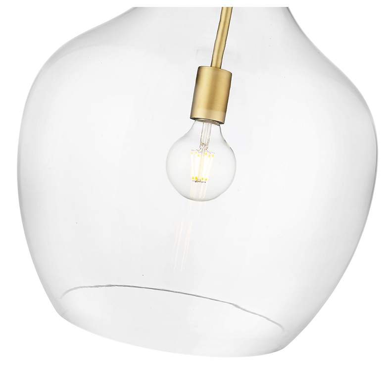 Image 5 Lamara 15" Wide Vintage Brass and Clear Glass Pendant Light more views