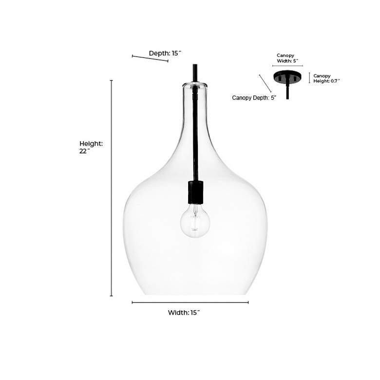 Image 6 Lamara 15" Wide Vintage Brass and Clear Glass Pendant Light more views