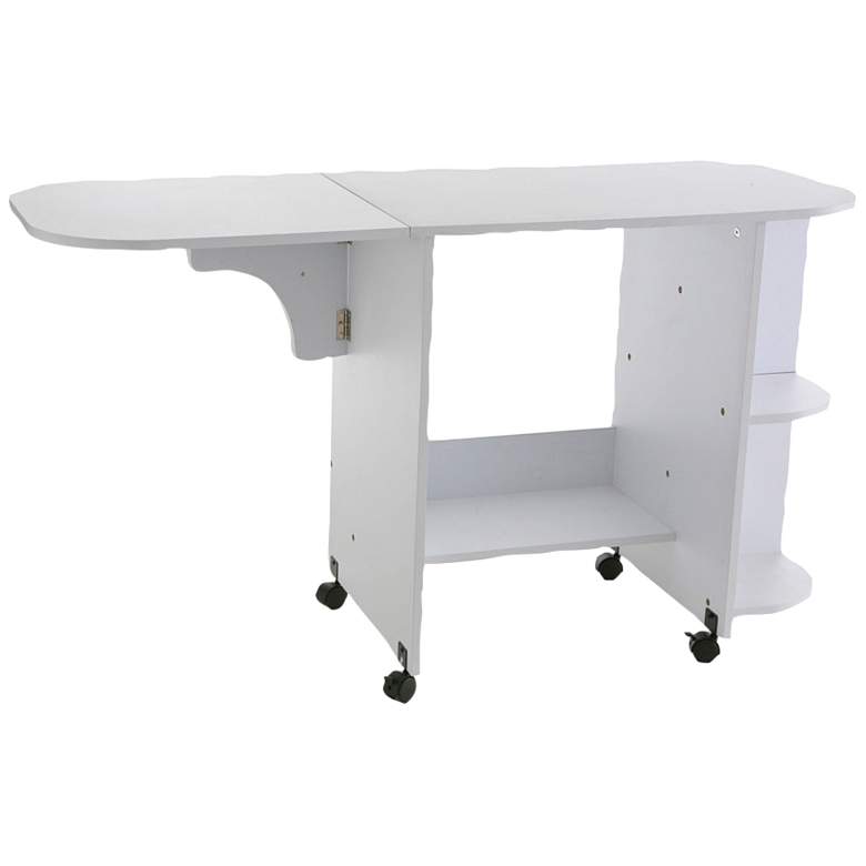 Image 2 Lamart 31 1/2 inch Wide White Wood Folding Sewing Table