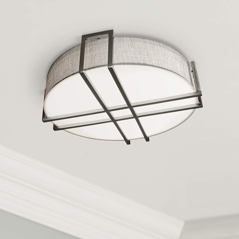 Image 1 Lambert 20 1/4 inch Wide Satin Nickel LED Ceiling Light