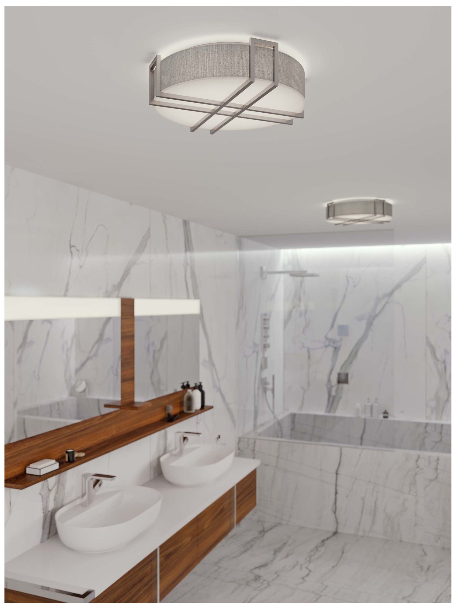Image 2 Lambert 20" Wide Satin Nickel LED Flush Mount more views
