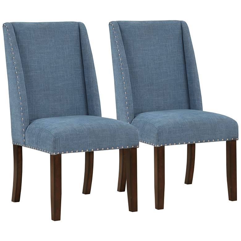 Image 1 Lambert Blue Fabric Accent Dining Chairs Set of 2