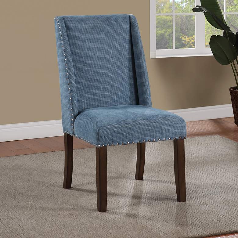 Image 7 Lambert Blue Fabric Accent Dining Chairs Set of 2 more views