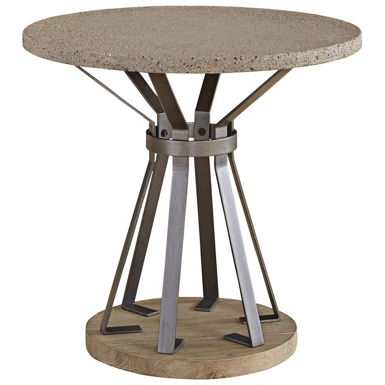Image 1 Lambert Concrete Top Weathered Acacia Wood Round End Table
