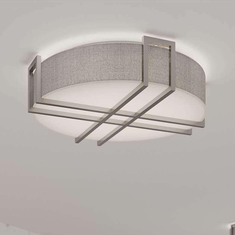 Image 1 Lambert - LED 16" - Flush Mount - Satin Nickel Finish - White Acrylic
