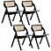 Lambinet Black Wood and Cane Folding Dining Chairs Set of 4
