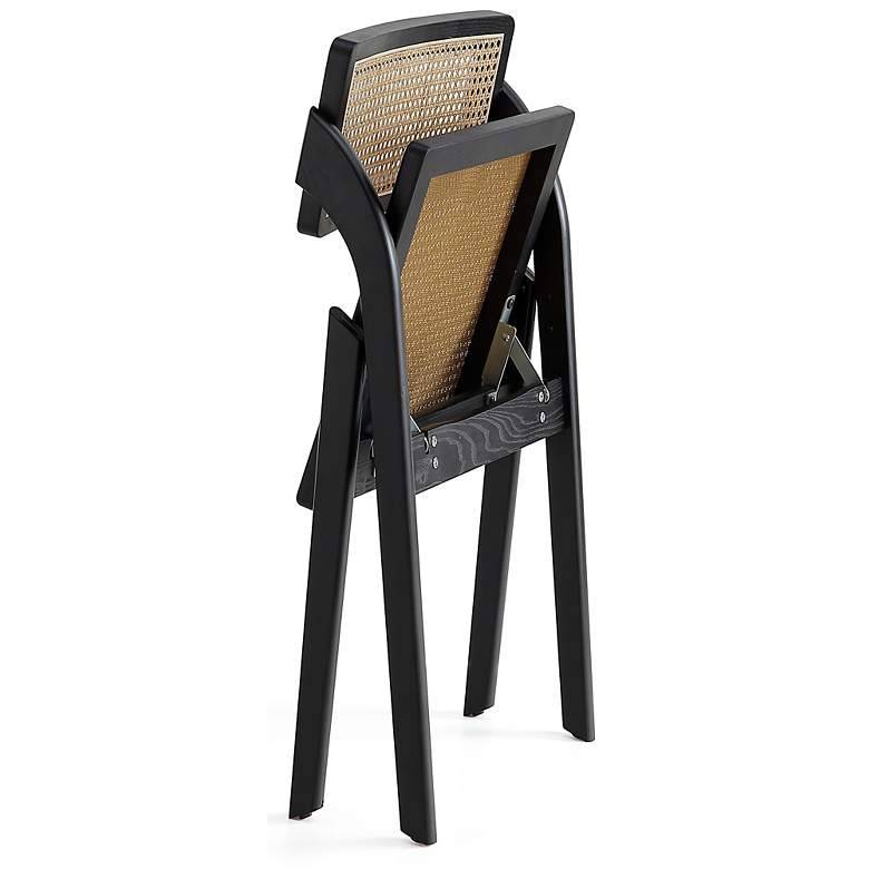 Image 7 Lambinet Black Wood and Cane Folding Dining Chairs Set of 4 more views