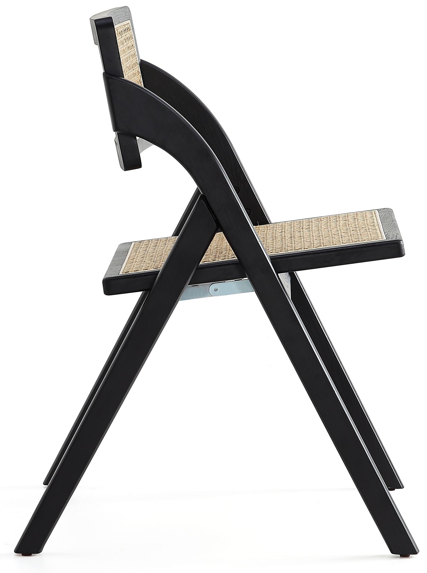 Lambinet Black Wood and Cane Folding Dining Chairs Set of 4 in scene