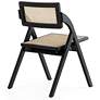 Lambinet Black Wood and Cane Folding Dining Chairs Set of 4 in scene