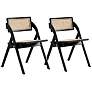 Lambinet Black Wood Cane Folding Dining Chairs Set of 2