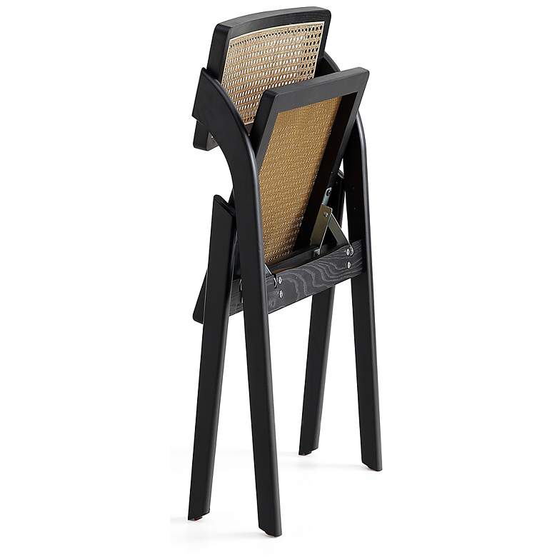 Image 7 Lambinet Black Wood Cane Folding Dining Chairs Set of 2 more views