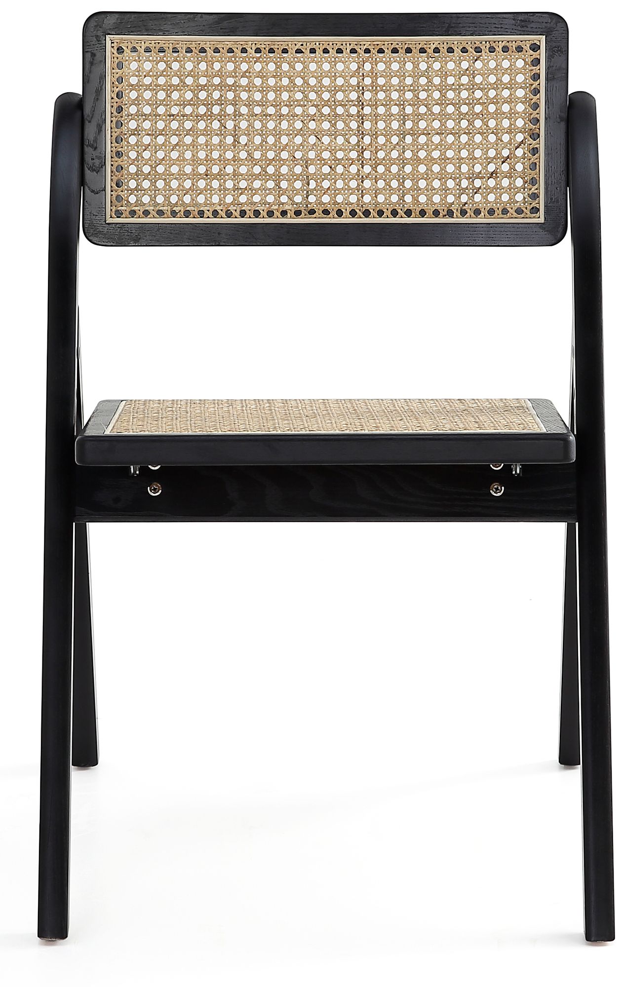 Lambinet Black Wood Cane Folding Dining Chairs Set of 2