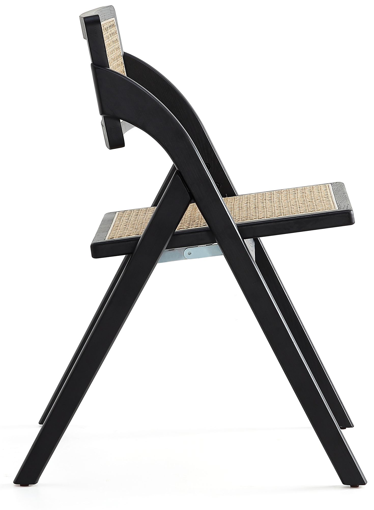 Lambinet Black Wood Cane Folding Dining Chairs Set of 2