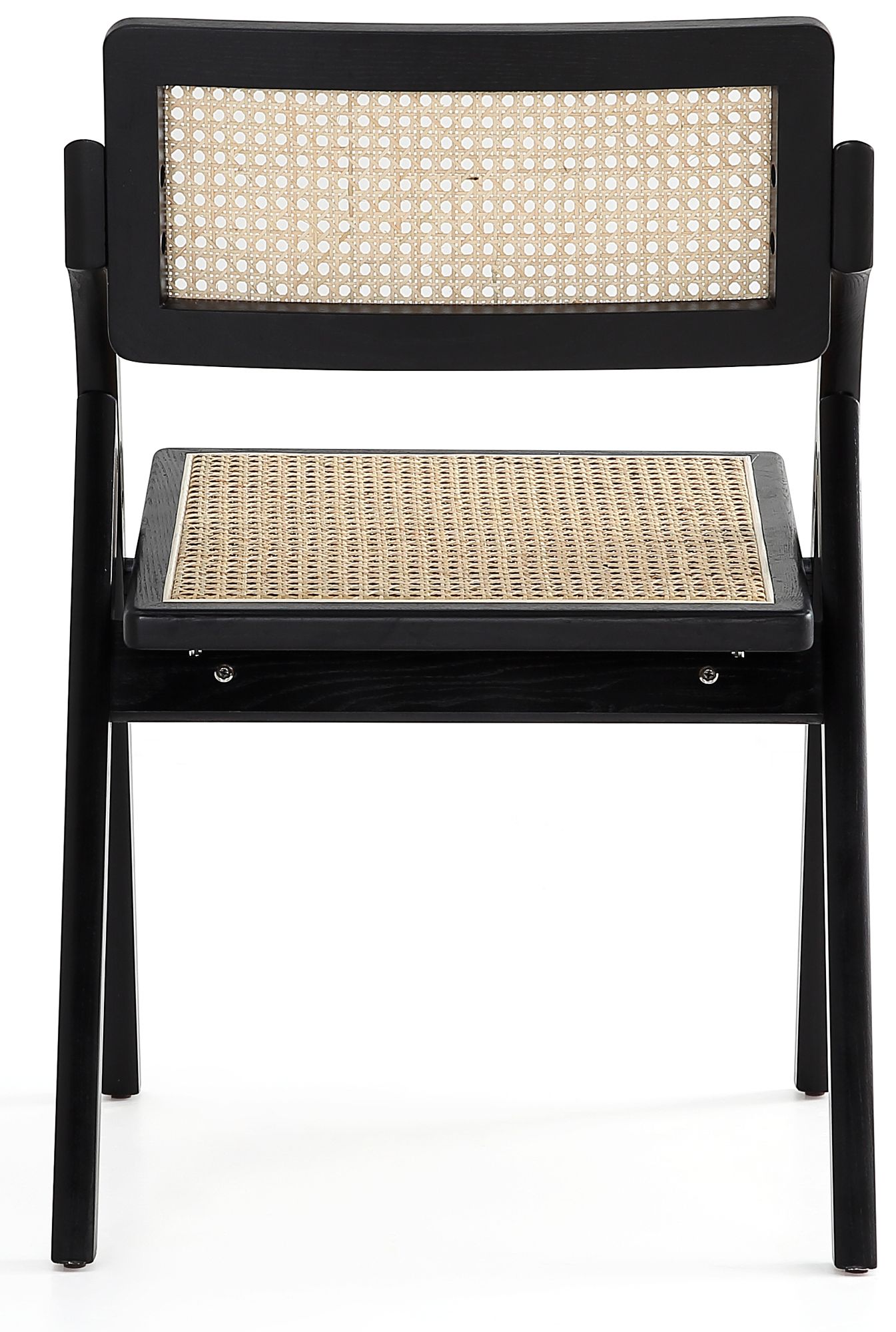 Lambinet Black Wood Cane Folding Dining Chairs Set of 2