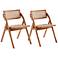 Lambinet Nature Wood Cane Folding Dining Chairs Set of 2