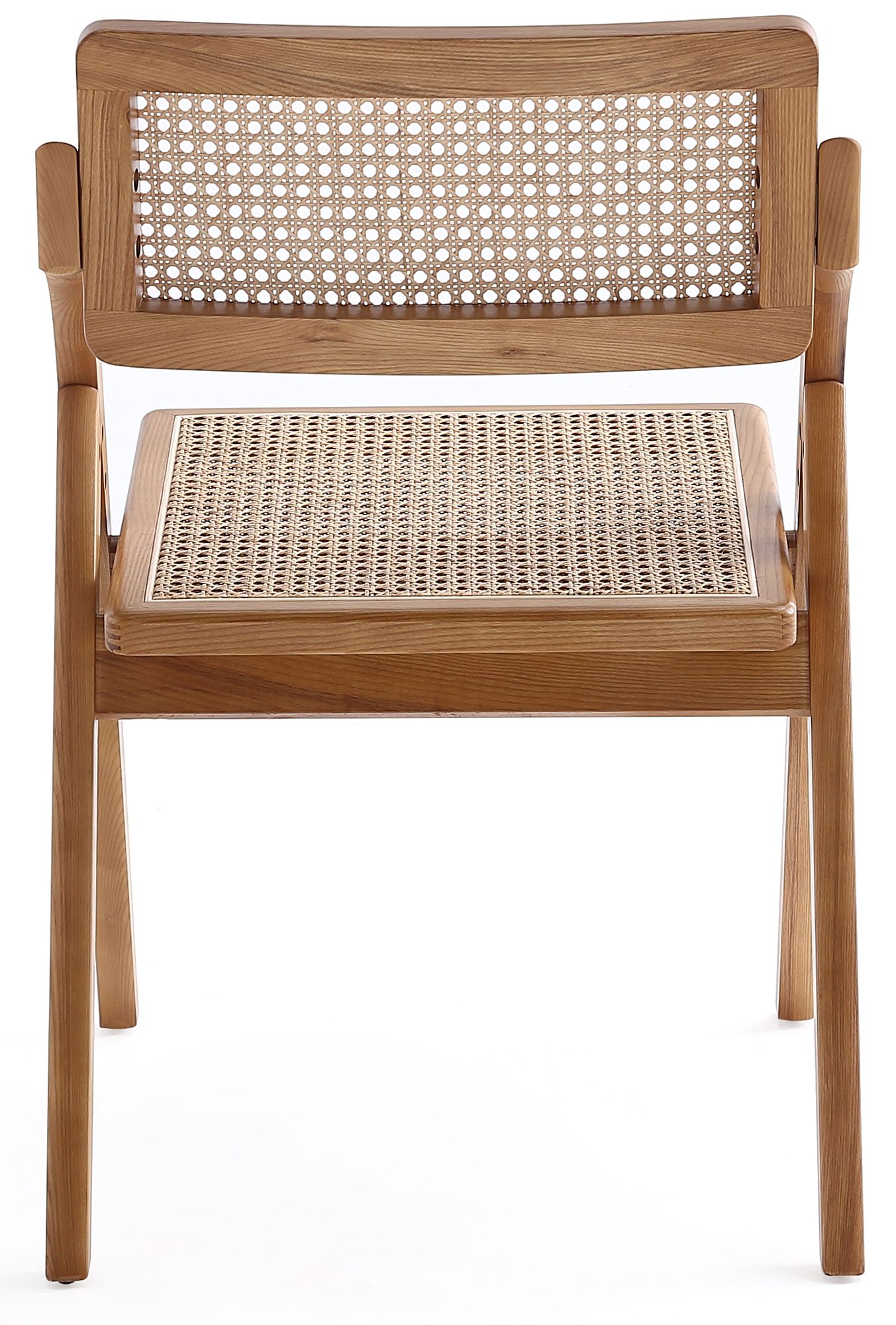 Lambinet Nature Wood Cane Folding Dining Chairs Set of 2