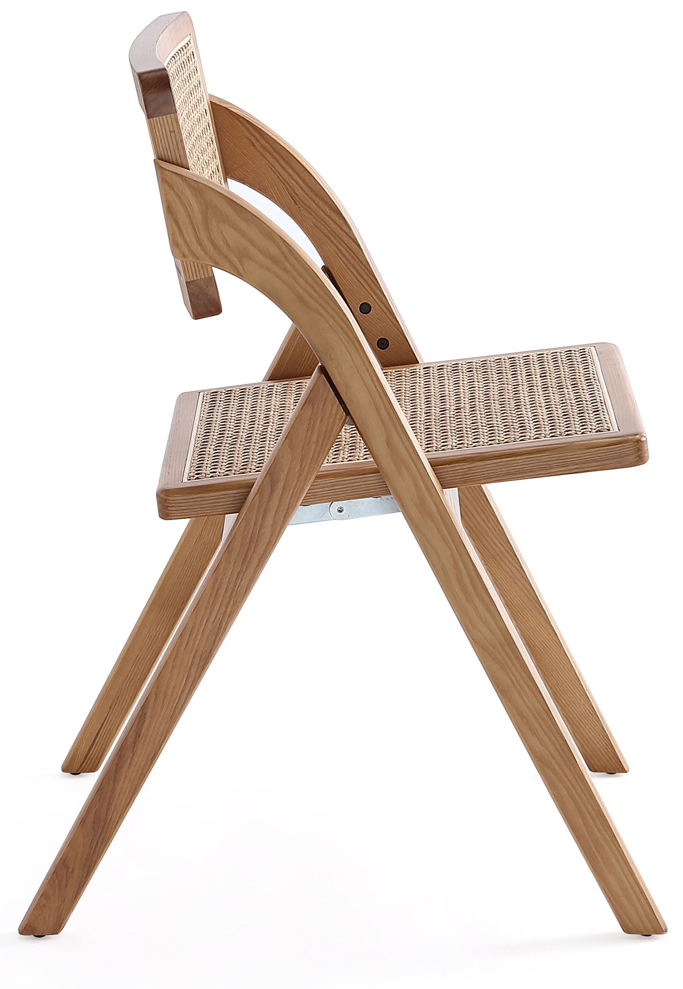 Lambinet Nature Wood Cane Folding Dining Chairs Set of 2