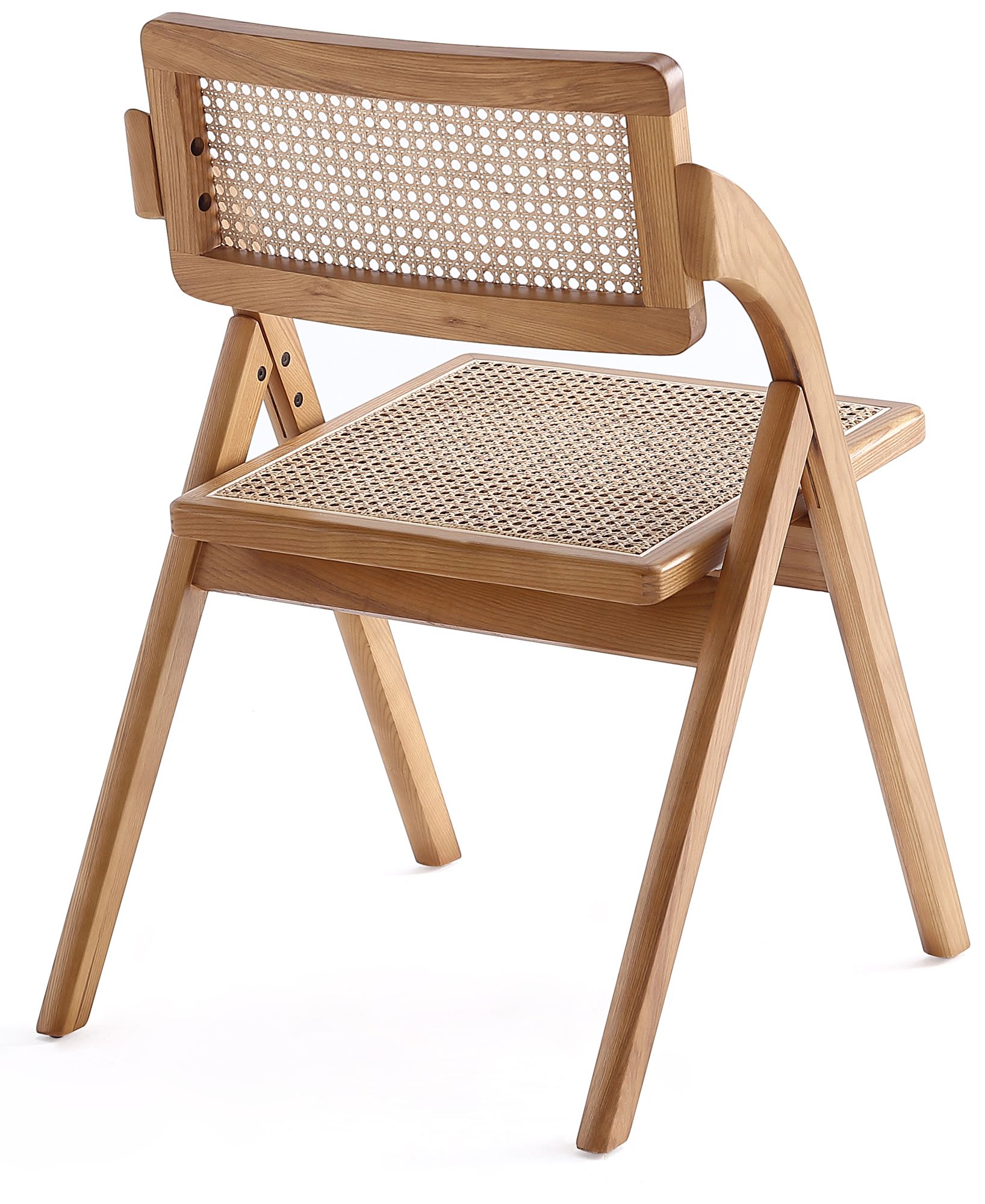 Lambinet Nature Wood Cane Folding Dining Chairs Set of 2