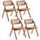 Lambinet Nature Wood Cane Folding Dining Chairs Set of 4