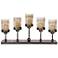 Lamya 28" Wide Hand-Forged Iron And Glass Candle Holder