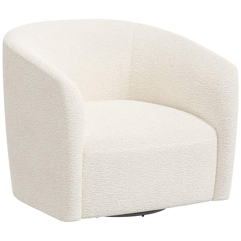 Image 1 Lana 32" Wide Faux White Sheepskin Fabric Swivel Accent Chair
